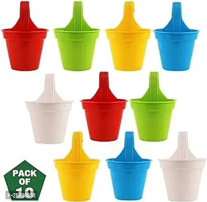 Stylish Plastic Small Hook Hanging Pot Multicolor 20 5 X 14 5 X 8 5 Cm 10 Pieces Pack Of 10-thumb0