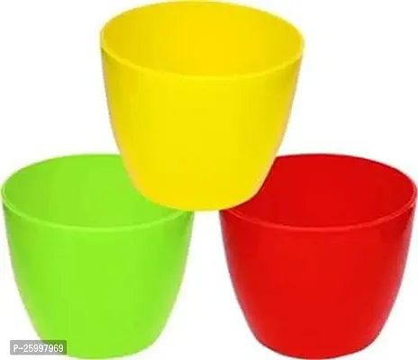 Stylish Small Multicolour Cool Pot For Indoor Decoration Plant Container Set Pack Of 3 Plastic-thumb0
