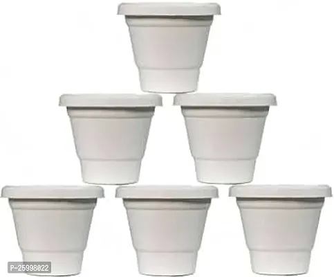 Stylish Flower Pot Plant Container Set Pack Of 6 Plastic-thumb0