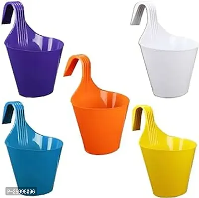 Stylish Plastic Flower Pot Multicolour 5 Pieces