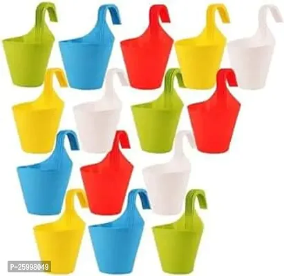 Stylish Plastic Hook Hanging Pot Multicolor Pack Of 15 Plant Container Set Pack Of 15 Plastic