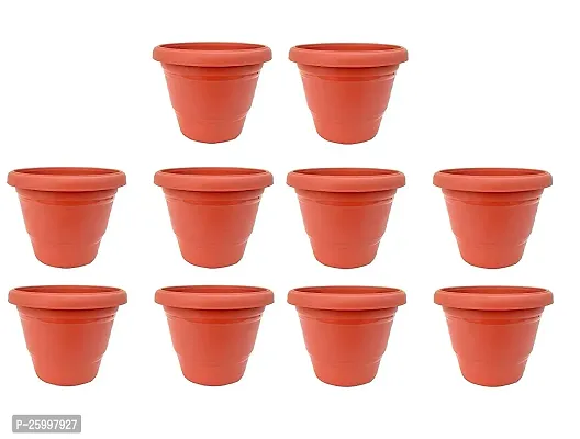 Stylish 8 Inch Plastic Planter Gardening Pots Brown 8 Inch Pack Of 10