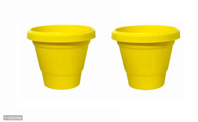 Stylish Flower Pot Plant Container Set Yellow Pack Of 2