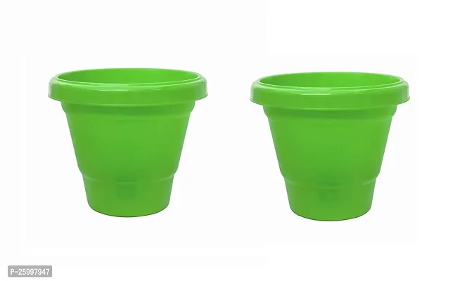 Stylish Flower Pot Plant Container Set Green Pack Of 2