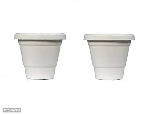 Stylish Flower Pot Plant Container Set White Pack Of 2-thumb0