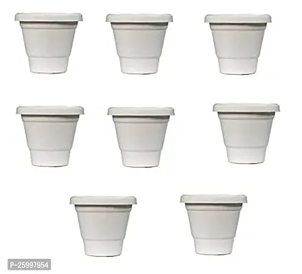 Stylish Flower Pot Plant Container Set White Pack Of 8-thumb0