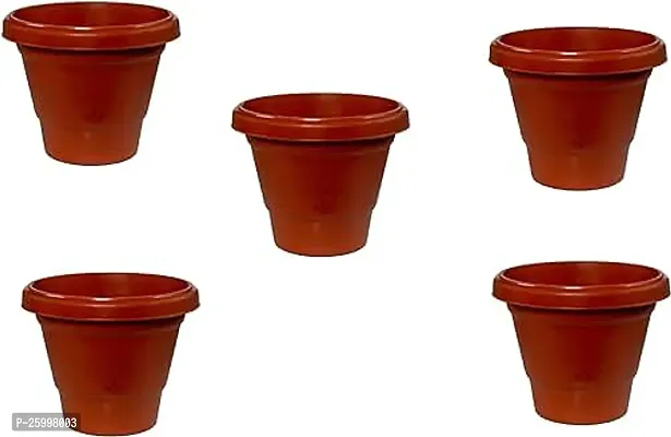 Stylish Plastic Pot Brown Medium 5 Pices-thumb0