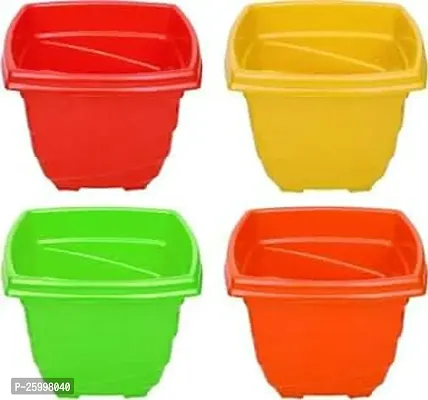 Stylish Multicolour Decorative Square Twister Pot Plant Container Set Pack Of 4 Plastic