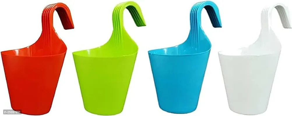 Stylish Plastic Pot Multicolour Set Of 4