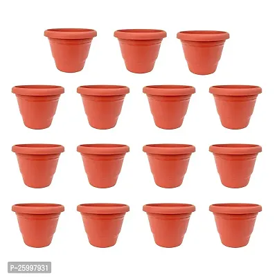 Stylish 8 Inch Plastic Planter Gardening Pots Brown 8 Inch Pack Of 15