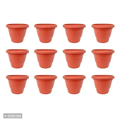 Stylish 8 Inch Plastic Planter Gardening Pots Brown 8 Inch Pack Of 12-thumb0