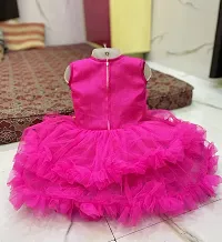 Pink Net Fit And Flare Frock For Girls-thumb1