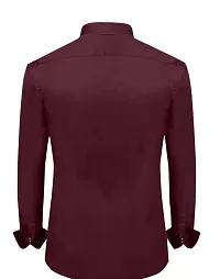 Reliable Maroon Cotton Solid Long Sleeves Casual Shirts For Men-thumb1