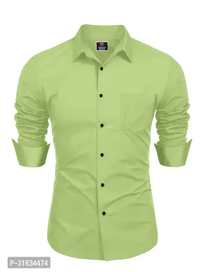 Reliable Green Cotton Solid Long Sleeves Casual Shirts For Men