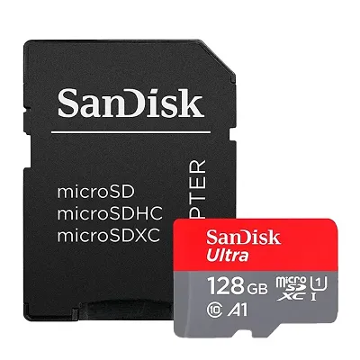 SanDisk Ultra microSD UHS-I Card 128GB, 140MB/s R WITH ADAPTER
