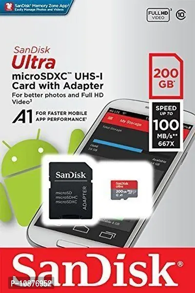 SanDisk 200GB Ultra microSDXC UHS-I Memory Card with Adapter - 90MB/s, C10, U1, Full HD, A1, Micro SD Card - SDSQUA4-200G-GN6MA-thumb0