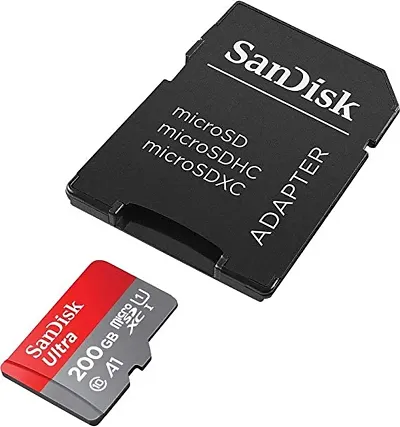 SanDisk 200GB Ultra microSDXC UHS-I Memory Card with Adapter - 100MB/s, C10, U1, Full HD, A1, Micro SD Card - SDSQUA4-200G-GN6MA