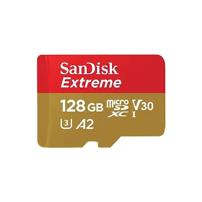 SanDisk Extreme microSDXC UHS I Card 128GB for 4K Video on Smartphones,Action Cams 160MB/s Read,90MB/s Write