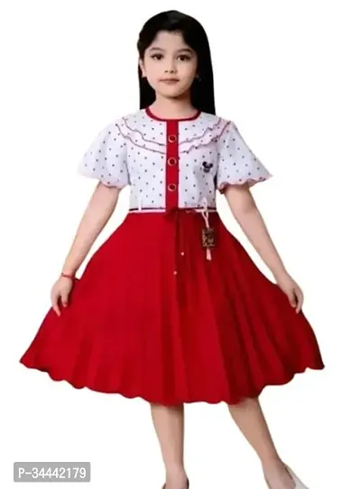 Alluring Cotton Blend Printed A-Line Dresses For Girls-thumb0