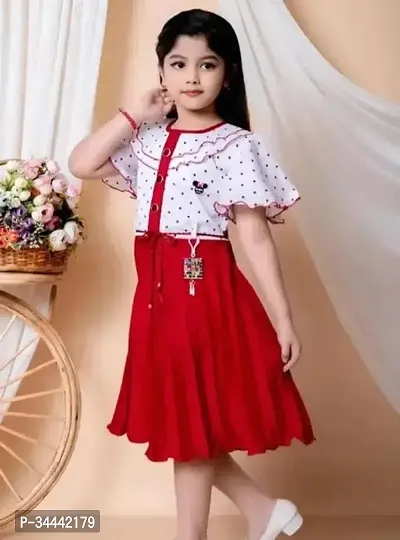 Alluring Cotton Blend Printed A-Line Dresses For Girls-thumb2