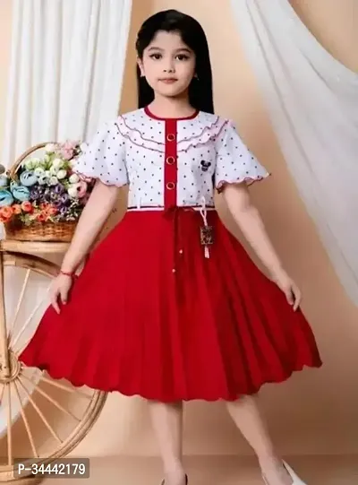 Alluring Cotton Blend Printed A-Line Dresses For Girls-thumb5