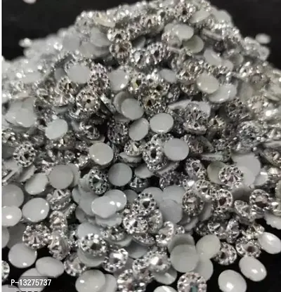 4Mm Flower Chakri Silver Colour Round Shape Stone