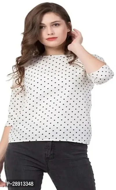 Stylish White Crepe Printed Top For Women-thumb0