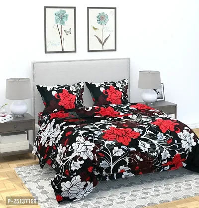 Comfortable Cotton Printed Double Bedsheet with Two Pillow Covers-thumb0