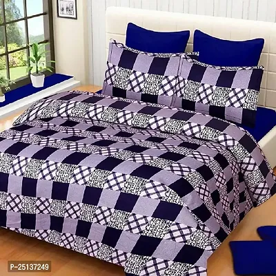 Comfortable Cotton 3d Printed Double Bedsheet with Two Pillow Covers