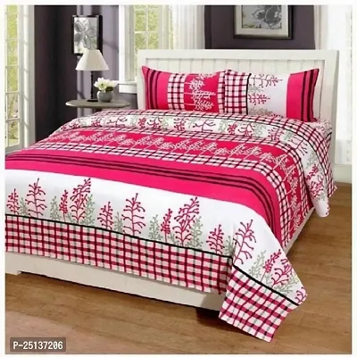 Comfortable Cotton 3d Printed Double Bedsheet with Two Pillow Covers-thumb0