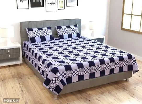 Comfortable Cotton 3d Printed Double Bedsheet with Two Pillow Covers