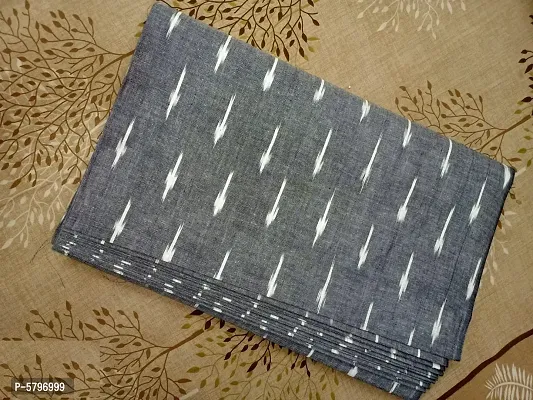 Cotton Grey Ikat Printed Un-Stitched Kurta Fabric For Women-thumb0