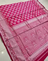 Stylish Silk Blend Pink Zari Saree with Blouse piece-thumb1