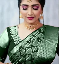 Stylish Silk Blend Green Zari Saree with Blouse piece-thumb2