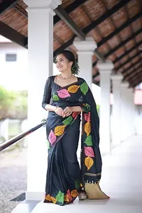 Stylish Silk Blend Black Zari Saree with Blouse piece-thumb1