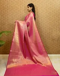 Stylish Silk Blend Pink Zari Saree with Blouse piece-thumb2