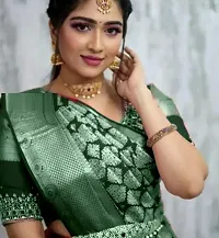 Stylish Silk Blend Green Zari Saree with Blouse piece-thumb1