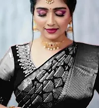 Stylish Silk Blend Black Zari Saree with Blouse piece-thumb1