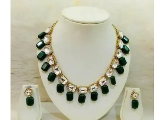 Kundan Square Stone Necklace set with Earring