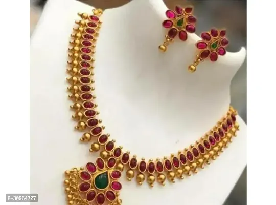 Stylish Maroon BRASS Beads Jewellery Set For Women-thumb0