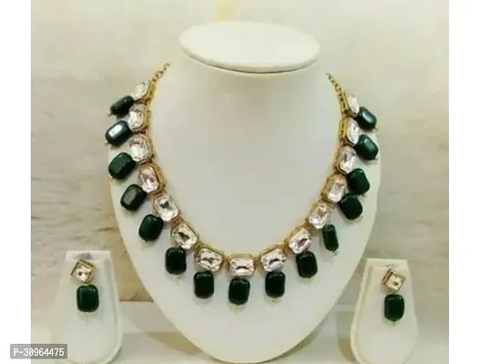 Stylish Green BRASS Beads Jewellery Set For Women-thumb0