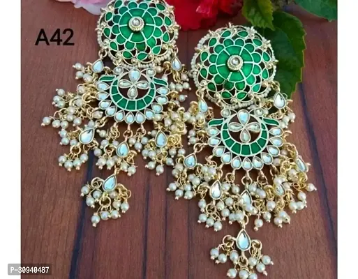 Stylish Green Alloy Chandbalis Earrings For Women-thumb0