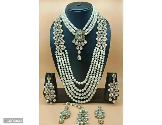 Stylish Silver Brass  Beads Jewellery Set For Women-thumb0