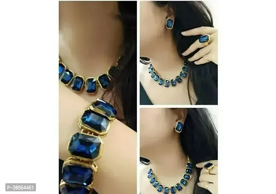 Stylish Blue Alloy Beads Jewellery Set For Women