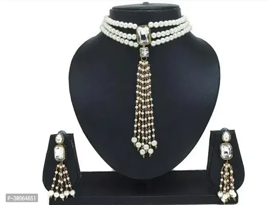 Stylish Golden Brass Beads Jewellery Set For Women-thumb0