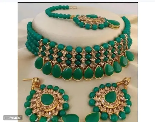 Stylish Green Alloy Beads Jewellery Set For Women-thumb0