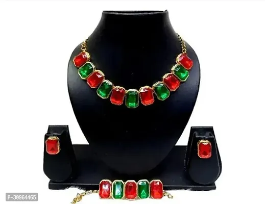 Stylish Golden Alloy Beads Jewellery Set For Women