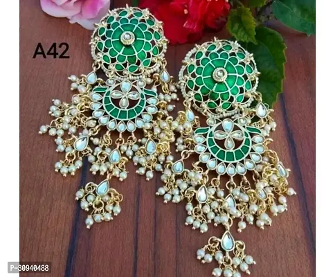 Stylish Green Alloy Chandbalis Earrings For Women-thumb0