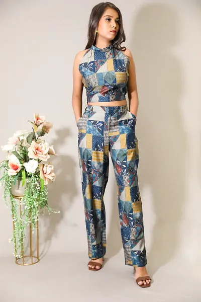 Beautiful Silk Printed Neck Co-ord Sets for Women