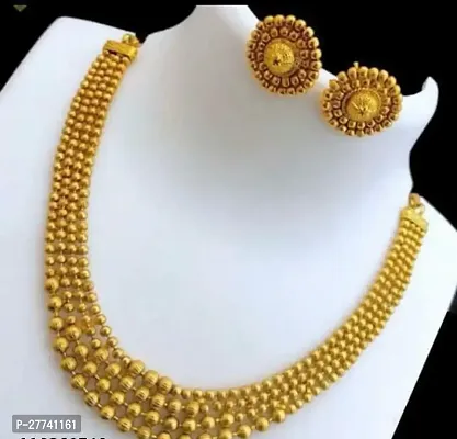 Gold Plated  Traditional Necklace Set For Women-thumb0